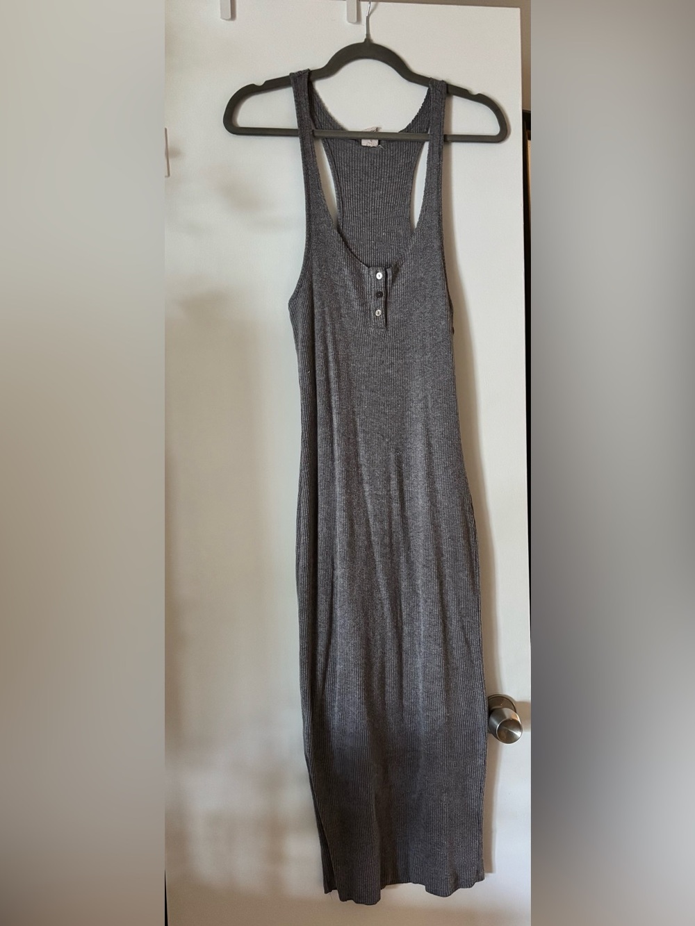 LAWLESS Charcoal Gray Ribbed Sleeveless Maxi Dress